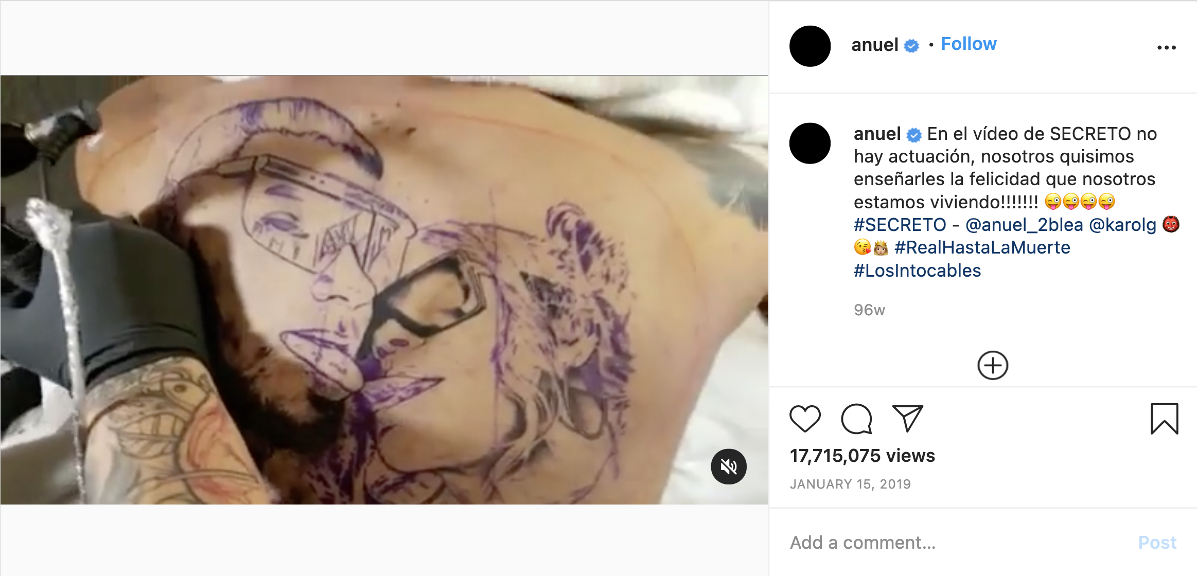 Anuel tatuaje con Karol G Reggaetonero llora de dolor intentando borrar  tattoo Nueva pareja intenta consolarlo