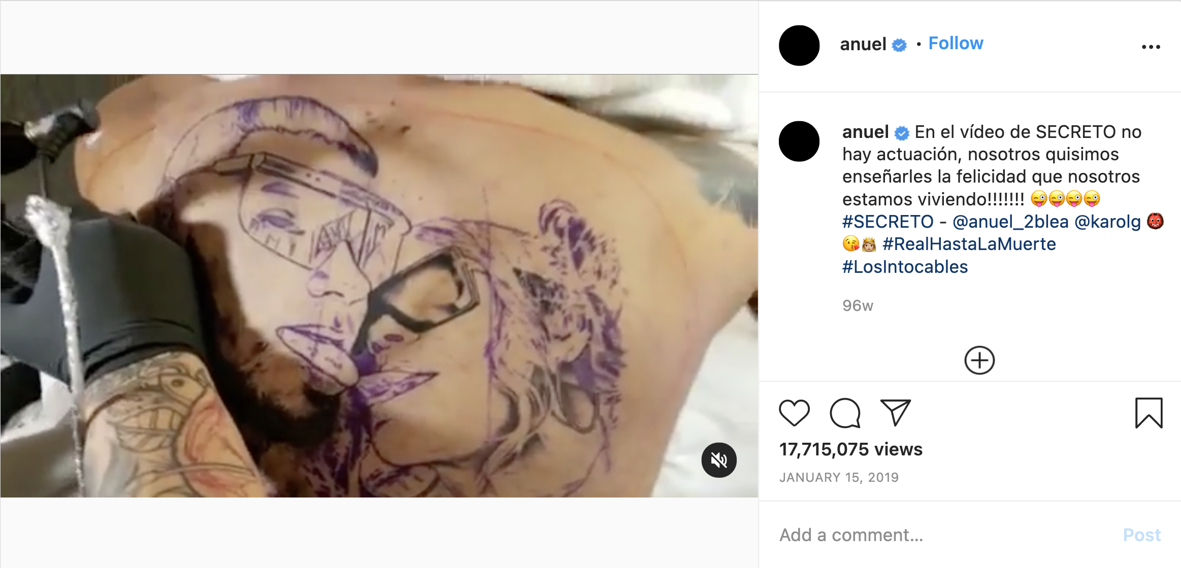 Instagram Anuel AA se cubre el tatuaje de Karol G que tenía en la espalda   Yailin la más viral  Eint  Espectáculos  La República