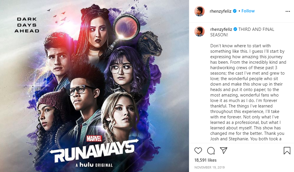 La saison 4 de Runaways estelle annulée? MesSeries